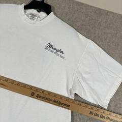 VTG 90’s Wrangler T-shirt XL? White Buck Stops Here USA (Stains)