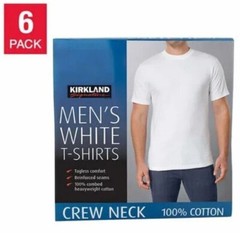 Kirkland Signature Men’s Crew Neck T-Shirts | White | Small