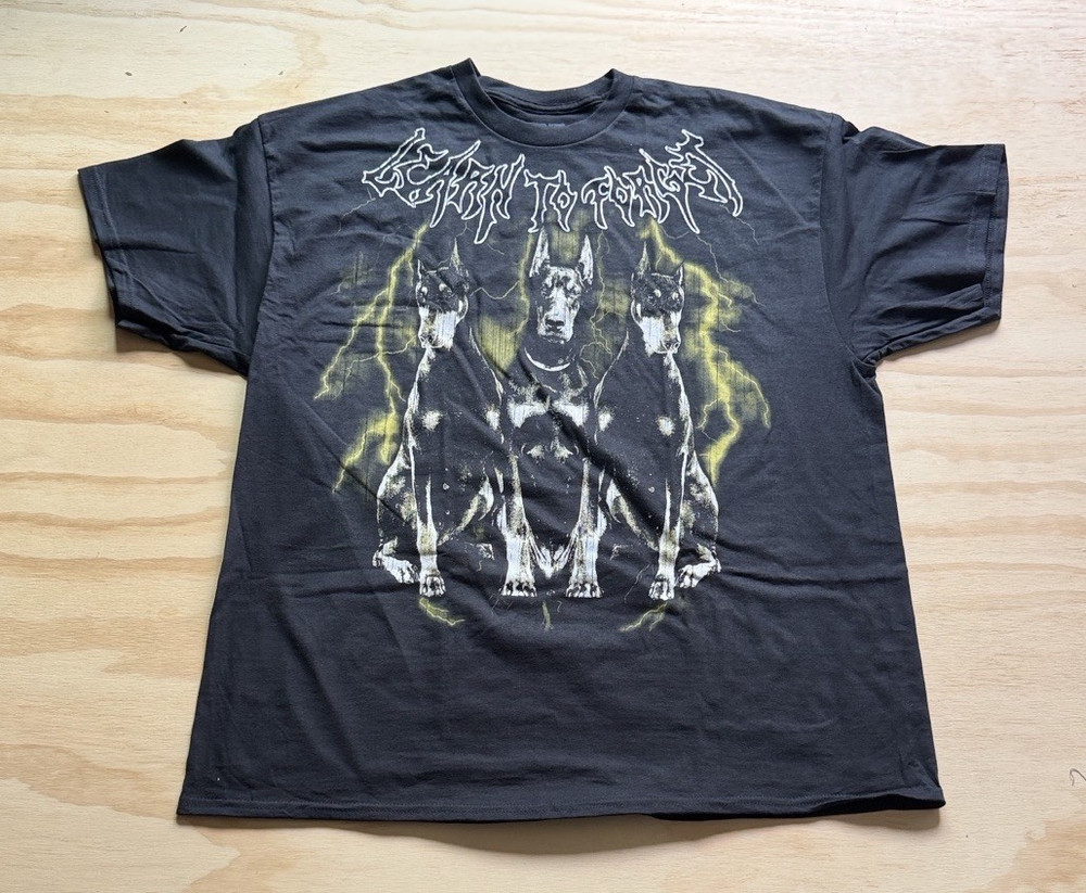*NEW* LF 2XL Black Doberman Graphic Print Cotton Knit Crew Neck T-Shirt