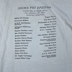 Vtg Sigma Phi Epsilon Men’s T-Shirt Bike-A-Thon Single Stitch USA 90’s Size XL