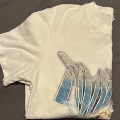 H&M White Crew Neck Short Sleeve Graphic Print Angel Cherub Dove T-Shirt S