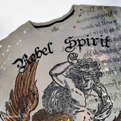 Rebel Spirit T Shirt Men’s 2XL Green Brown Black Yellow Coat of Arms Eagle Used