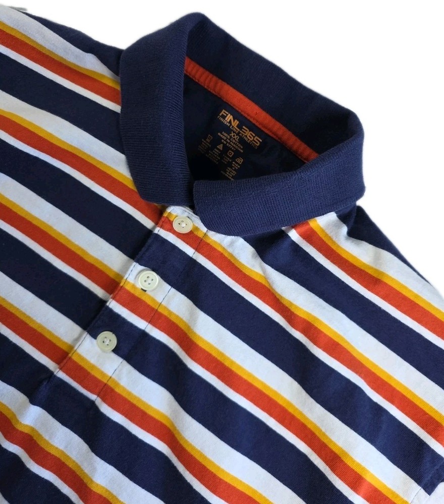 Vtg Finish Line Shirt Mens 2XL Multicolor Cotton Long Sleeve Rugby Finl365