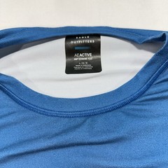 American Eagle Outfitters AE Active Flex Men’s Blue Green Striped T-Shirt