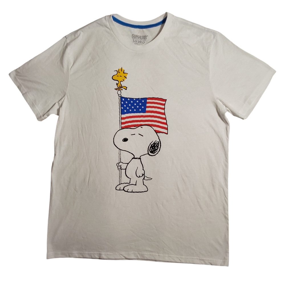 Peanuts Men’s Size XL American Flag Snoopy & Woodstock Comfort T-Shirt FREE S&H