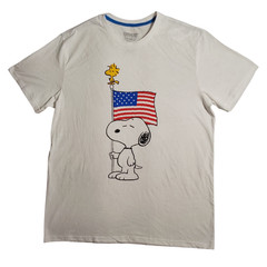 Peanuts Men’s Size XL American Flag Snoopy & Woodstock Comfort T-Shirt FREE S&H