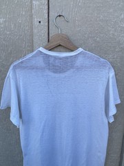 Vintage 50s 60s White Cotton Tee Shirt Large Single Stitch Distressed Frayed