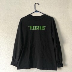 PLEASURES Men’s Black Logo Version 6.0 Jersey Cotton Long Sleeve T-Shirt M