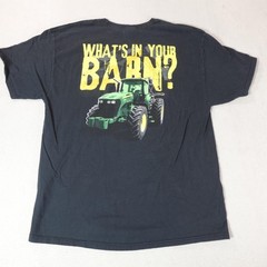 John Deere Shirt Mens Extra Large Black Tractor Graphic What’s In Your Barn Tee