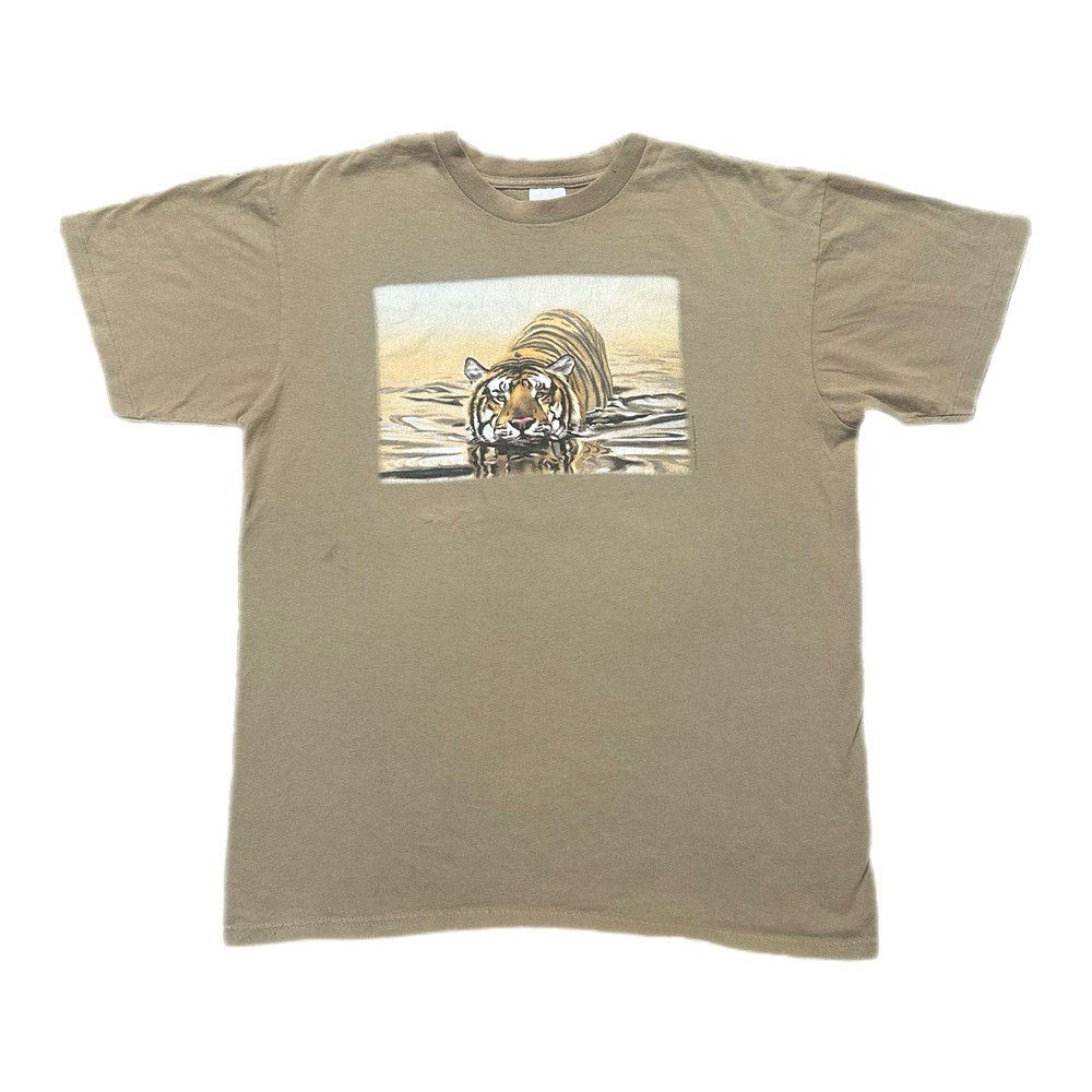 Vintage 90s Tiger Shirt Sz L Single Stitch Nature Wildlife Big Cats
