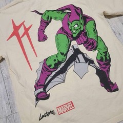 Men’s Loiter × Marvel Green Goblin HUGE Graphic Off White Cotton Shirt Size M