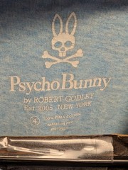 Psychobunny Heather Blue V-Neck Tee Sz.4 Small Small Logo Pima Cotton Peru