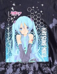 Hatsune Miku Black Bleach Wash Graphic Tee Size Adult Medium 100% Cotton