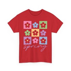 Flower Spring T-Shirt | spring taupe checkered boho flowers Shirt