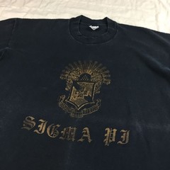 Vintage Single Stitch Sigma Pi T Shirt Men’s Size XL Faded Black Paper Thin Tee