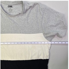 CSG Mens Colorblock Short Sleeve T-Shirt Gray White Black XL 100% Cotton Tee