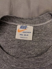 vintage NIKE 70s 80s Orange Tag Grey Cotton Poly Rayon T-Shirt MediumMade in USA