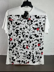 Disney Unisex White Mickey Mouse Printed T-Shirt Large Short Sleeve New With Tag