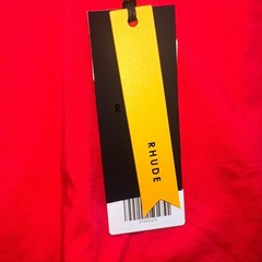 Rhude Reverse Tee Shirt Mens Extra Small Red Crew Neck Embroidered Logo Cotton