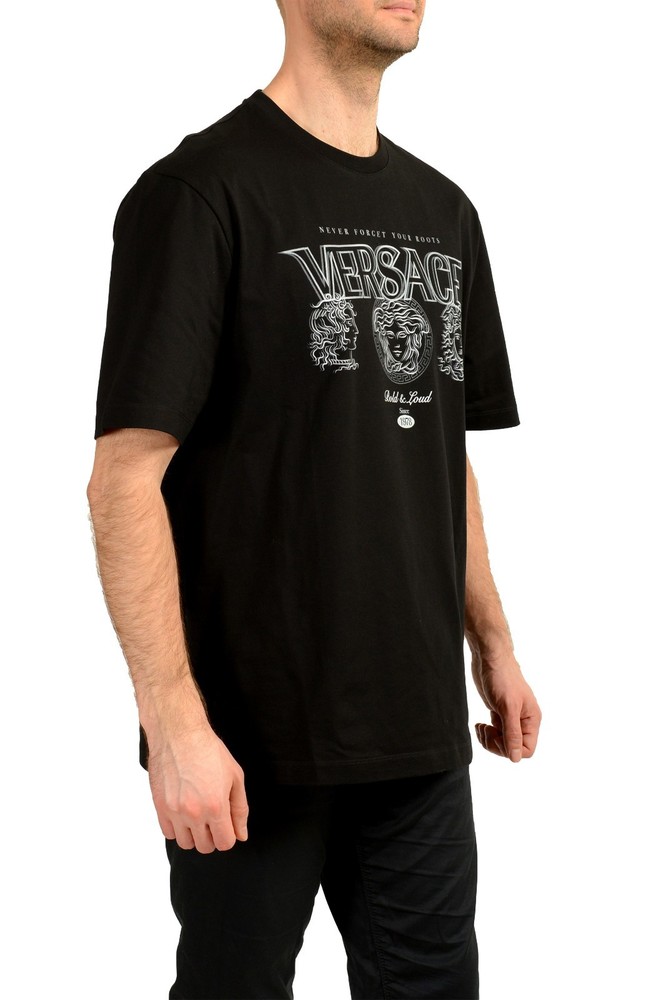 Versace Men’s “Bold & Loud” Print Crewneck Short Sleeve T-Shirt US 2XL IT 56