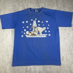 Vintage 90s Discovery Channel Store Polar Bears Blue T-Shirt USA Men’s Size XL