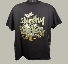 Vintage Y2K In My Money Bag Funny Graphic Black Short Sleeve T-Shirt Size XL