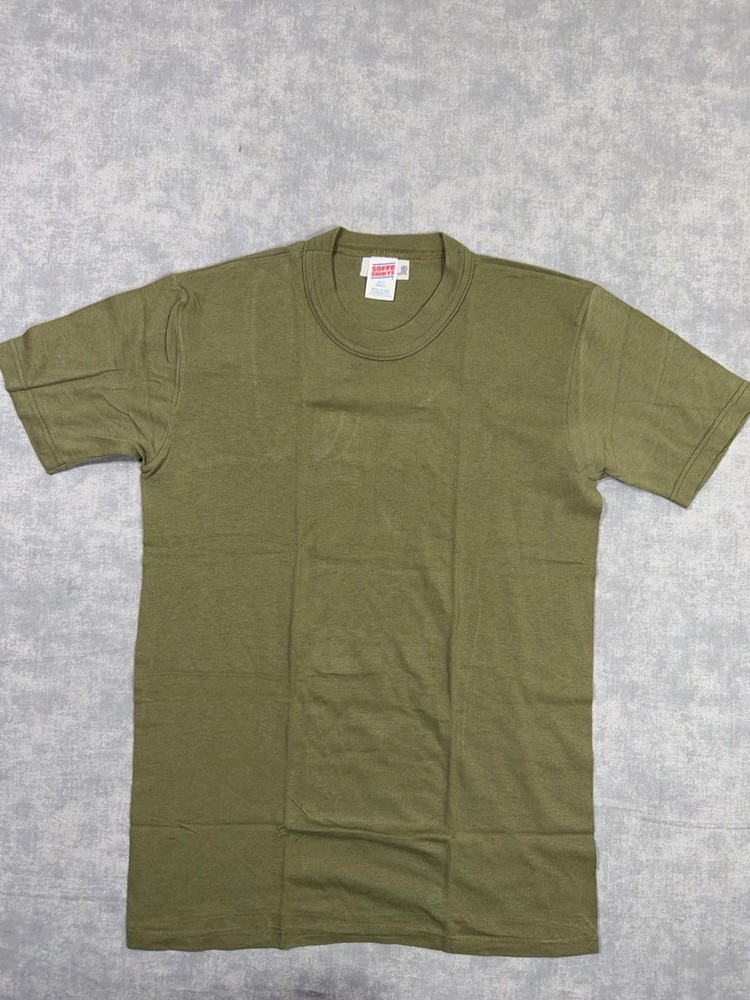 Vintage Soffe Shirts Shirt Mens S Green Basic Crew Tee Made In USA Poly Cotton