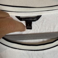 Banana Republic Shirt Mens Large White Sleeveless Tank Top Contrast Trim Jersey