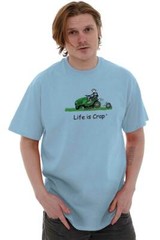 Life Is Crap Landscaper Lawn Mower Handyman Mens Casual Crewneck T Shirts Tees
