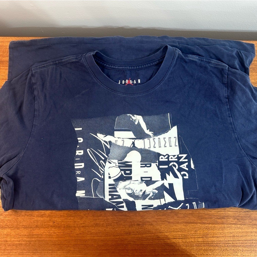 Jordan Men’s Graphic T-Shirt Navy Blue Size M | Michael Jordan Collage Tee