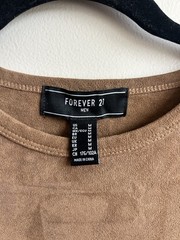 Forever 21 Men’s Brown Faux Suede Crew Neck Shirt M