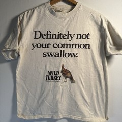 Vintage Wild Turkey Shirt Adult Large Beige Ringer 70s Made In USA Single Stitch