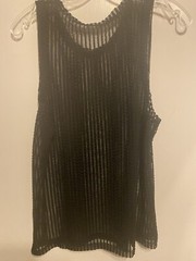 Jogal Mens Black Sheer Striped Sleeveless Muscle Tank Top Size Small NWOT