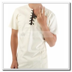 Latex Rubber Men’s Tops Short Sleeves T-shirts Drawstring Neck Customize .4mm H8