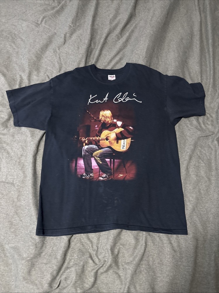 Vintage Kurt Cobain MTV Unplugged Black Grunge Shirt All Sport Tag Size XL