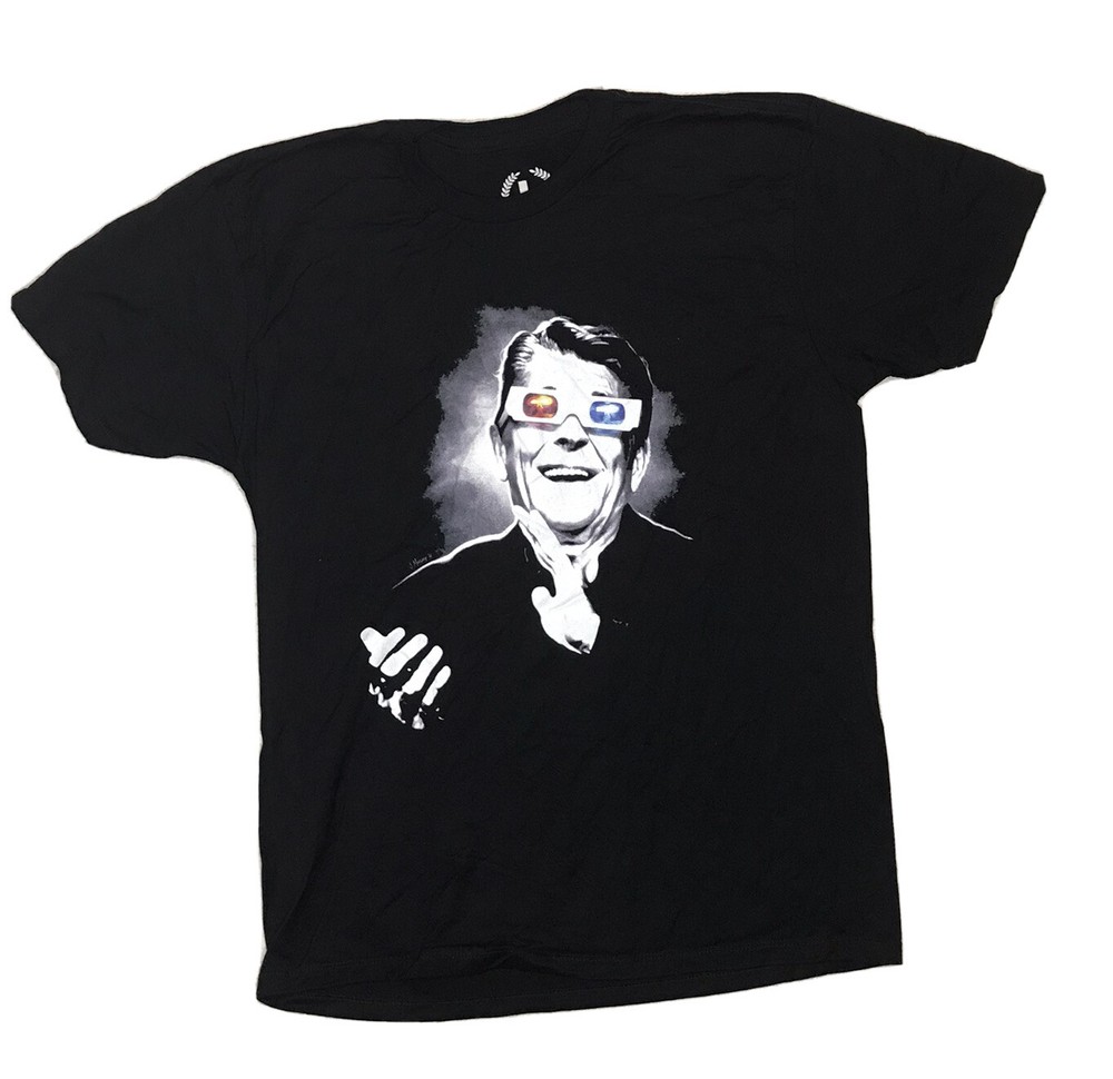 Ronald Reagan Shirt Adult Large Black Graphic Tee Tagless Cotton Republican