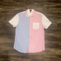 Forever 21 Multi Color Button-Up Short Sleeve Polo Shirt Outdoor Men’s Size L