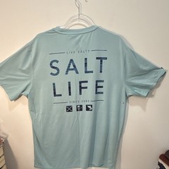 Salt Life Vapor Men’s Blue Graphic Logo Pocket Polyester Knit Tee Crew XL