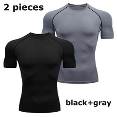 Men Compression T Shirt Short Sleeve Gym Workout Fitness Running Training Base