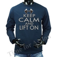 Keep Calm & Lift On Exercise Gym Funny Joke Humor Humorous Novelty Long Sleeve