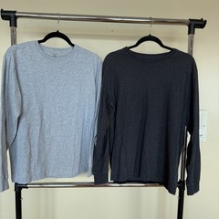 Lot of 2 Men’s Medium LANDS’ END Long Sleeve Shirts Dark Gray and Light Gray