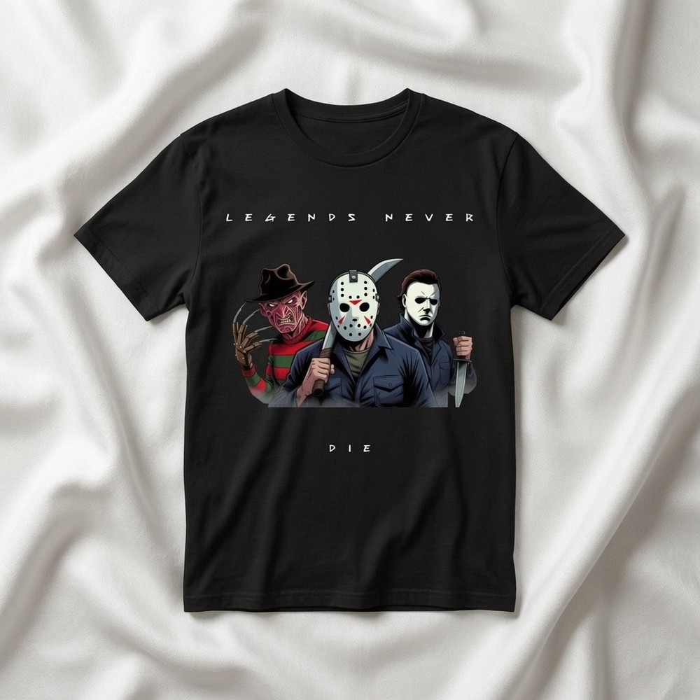 Legends Never Die Horror T-Shirt | Freddy Jason Michael Myers Comfort Colors Tee