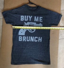 BUY ME BRUNCH Brand T-Shirt Unisex Small Soft Comfy Heather Dark Gray Tri Blend