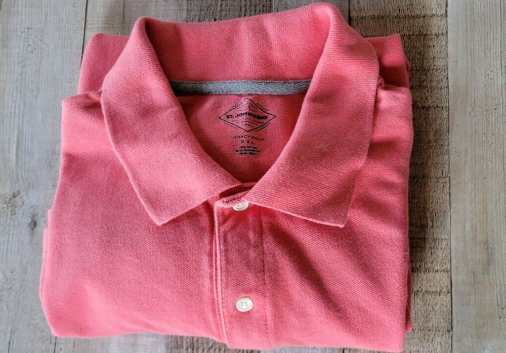 St Johns Bay XXL 2XL Mens Polo Shirt Short Sleeve Easy Care Pockets Pink Salmon