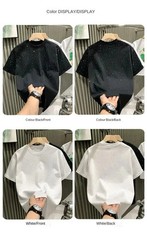New Men Women Luxury Diamond Rhinestones Black White T-Shirt High Quality