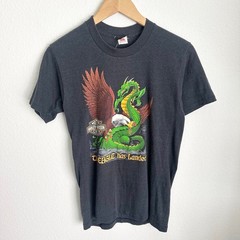 Vintage 70s/80s 3d emblem Harley Davidson Eagle Has Landed dragon flame shirt