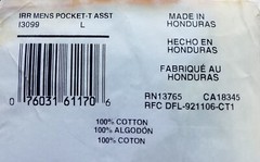 Vintage Fruit of the Loom Pocket T-Shirt large, slightly imperfect, WHITE