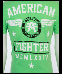 AMERICAN FIGHTER Neon Green FLY BY Athletic Graphic T-shirt NWT