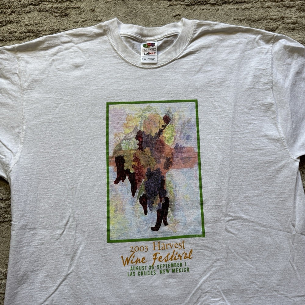 Vintage 2003 Wine Harvest Festival New Mexico Art Tee Mens XL RL Tyree Painting