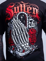 Sullen Men’s Loyal Till Death Standard T-shirt Praying Skeleton Hands Tattoo Tee